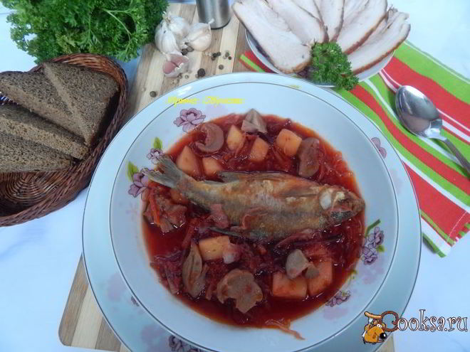 Рецепт борща с грибами и карасями по-днепропетровски