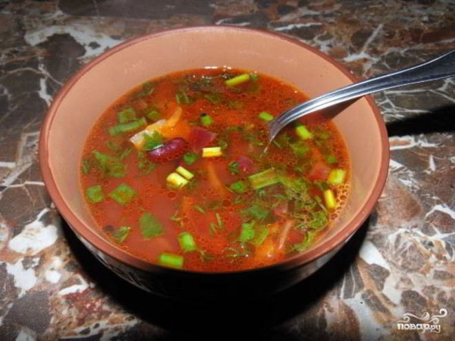 Рецепт борща с консервированной фасолью