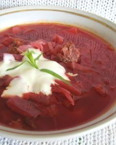 Борщ с копчеными ребрышками