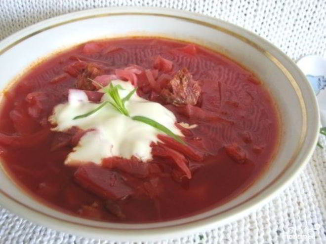 Рецепт борща с копчеными ребрышками