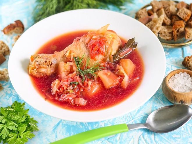 Рецепт борща с курицей в мультиварке
