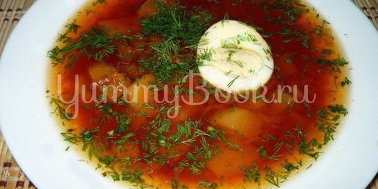 Борщ с паровой свеклой и яйцом из мультиварки