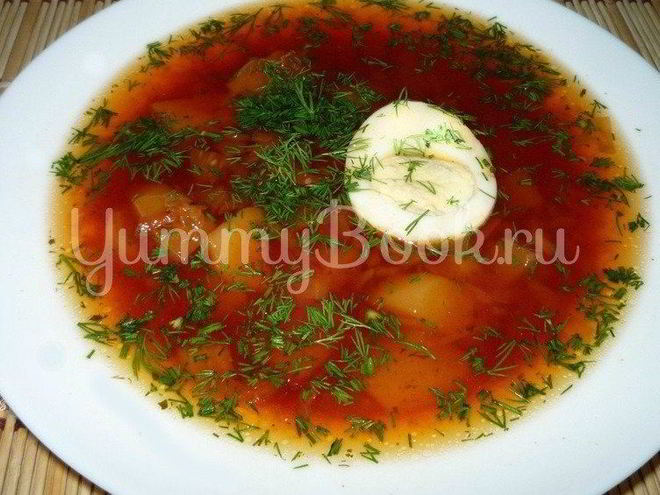 Рецепт борща с паровой свеклой и яйцом из мультиварки
