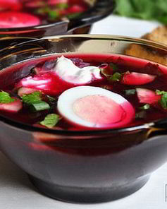 Холодный борщ со щавелем