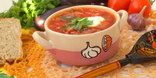 Постный борщ с баклажанами