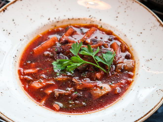 Рецепт постного борща с белыми грибами и фасолью