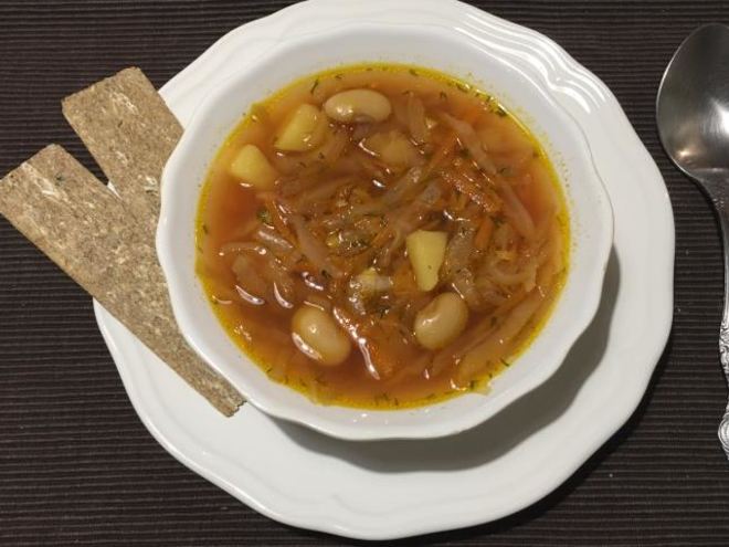 Рецепт постного борща с фасолью