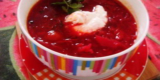 Постный борщ с коньяком