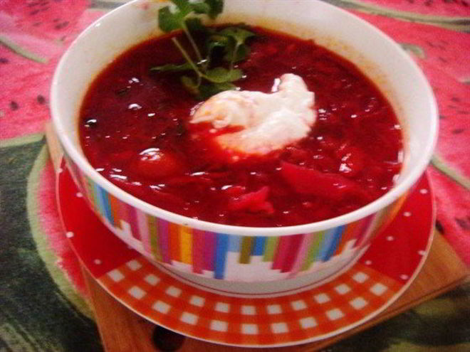 Рецепт постного борща с коньяком