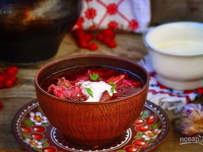 Рецепт украинского борща со свеклой