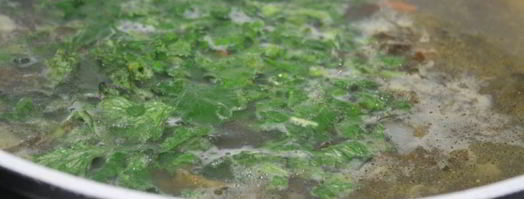 зеленый борщ со щавелем на куриных сердечках. Шаг 5