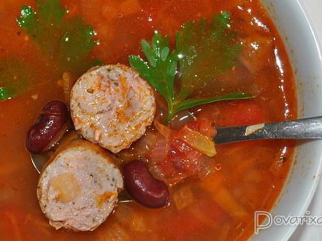 Рецепт фасолевого супа с купатами