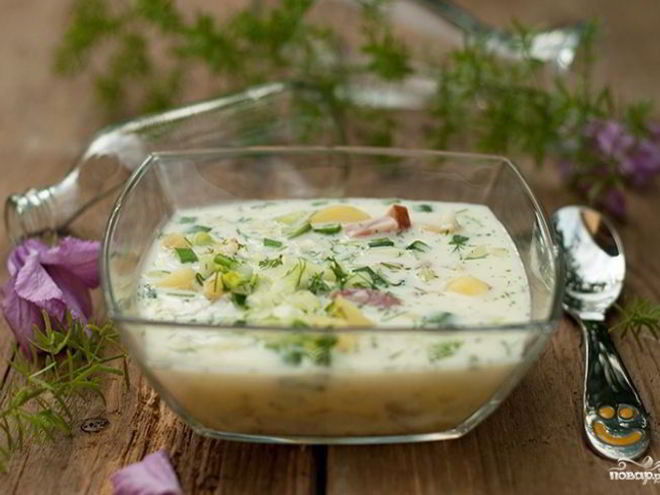 Рецепт окрошки на сметане