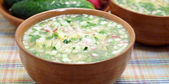 Окрошка с колбасой