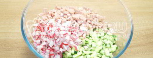 окрошка с колбасой. Шаг 3