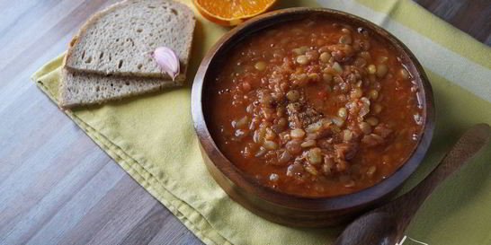 Пряный чечевичный суп без масла