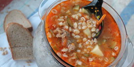 Рассольник с перловкой