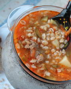 Рассольник с перловкой
