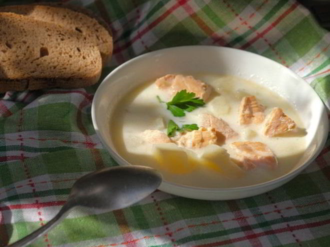 Рецепт сливочного супа с семгой