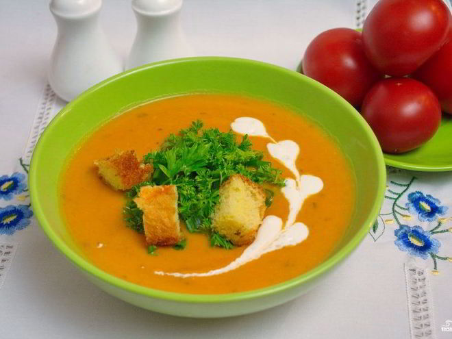 Рецепт сливочного томатного супа с базиликом