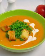 Сливочный томатный суп с базиликом