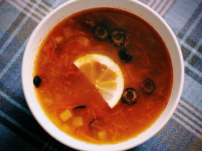 Рецепт солянки с опятами