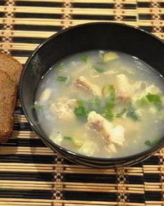 Суп Солянка рыбная из морской капусты с яйцом