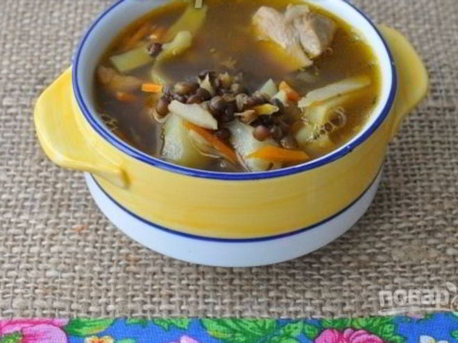 Рецепт супа из черной чечевицы с индейкой