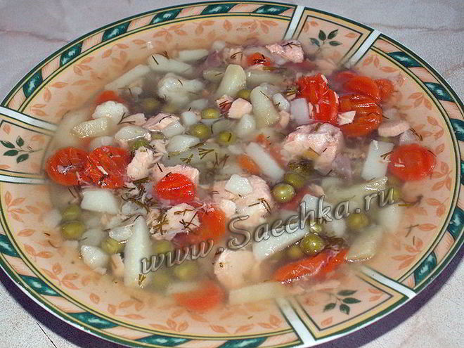 Рецепт супа из семги с овощами