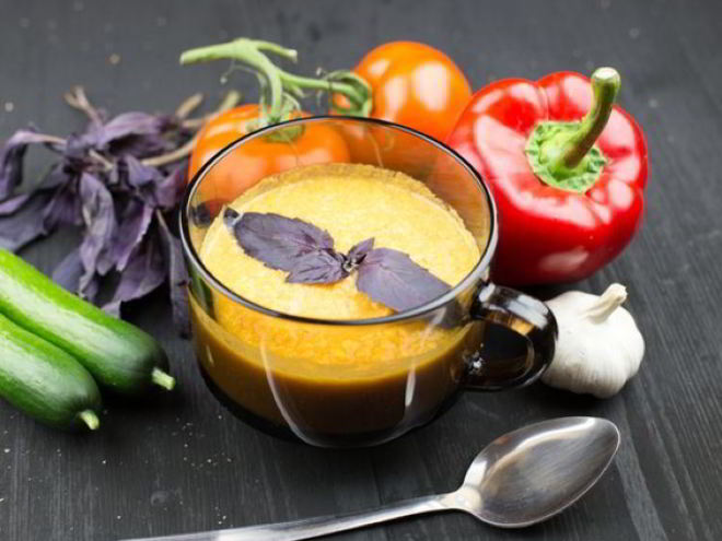 Рецепт овощного супа-пюре со свежим огурцом