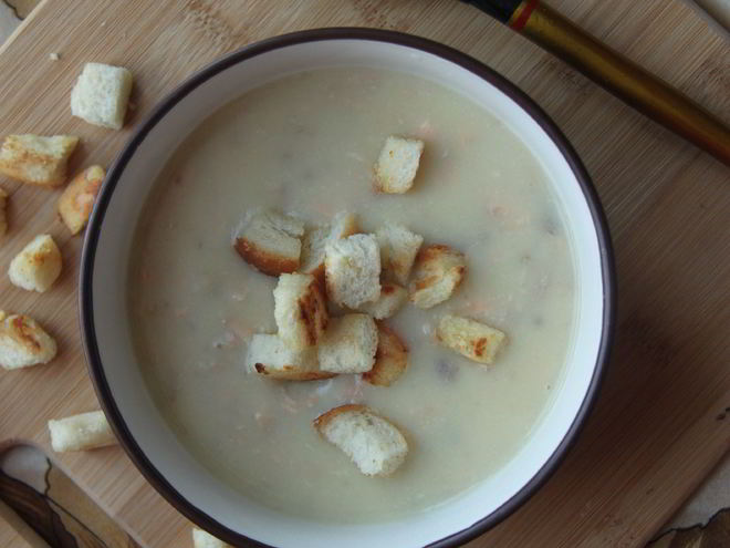 Рецепт сливочного супа-пюре с семгой