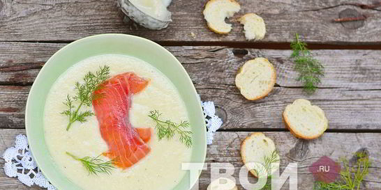 Суп-пюре из овощей с семгой