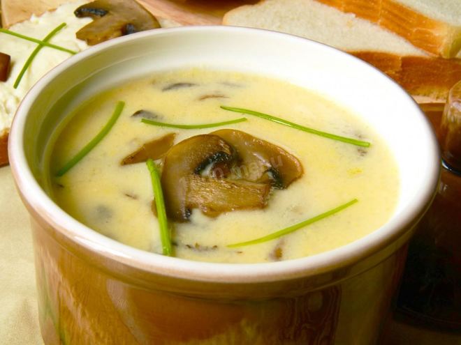 Рецепт супа-пюре из шампиньонов с плавленным сыром