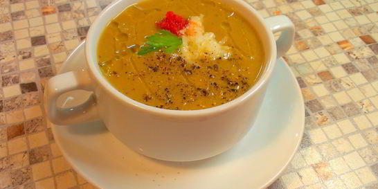 Суп-пюре из запеченных баклажанов