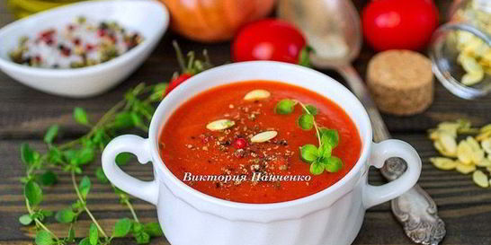 Суп-пюре из запеченных перцев с апельсиновым соком