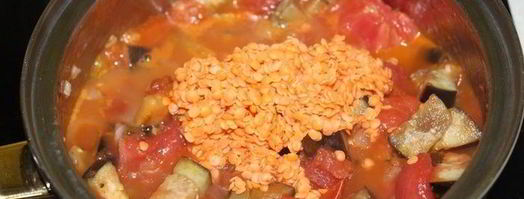 суп-пюре с баклажаном, томатами и чечевицей. Шаг 4