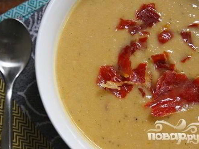 Рецепт супа-пюре с фасолью и ветчиной
