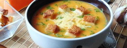 суп-пюре с тыквой и сухариками. Шаг 12