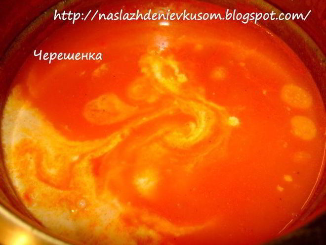 Рецепт томатного супа-пюре с макарошками