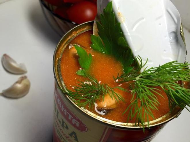 Рецепт томатного супа-пюре с мидиями