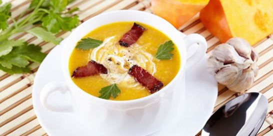 Тыквенный суп-пюре с копченым беконом