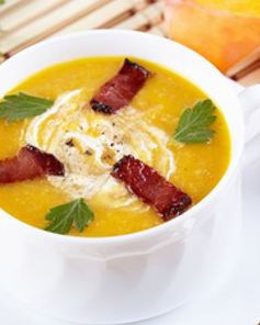 Тыквенный суп-пюре с копченым беконом