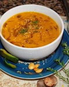 Тыквенный суп-пюре с манго и зеленым чаем