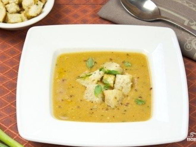 Рецепт вегетарианского супа-пюре из чечевицы
