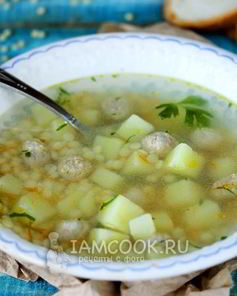 Суп с птитимом и куриными фрикадельками