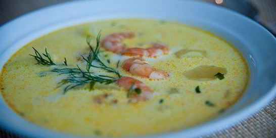 Сырный суп с креветками