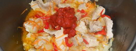 томатный суп со свининой и рисом в мультиварке. Шаг 5