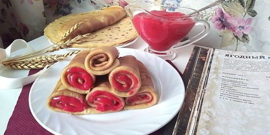 Блинчики Любимые с ягодным курдом