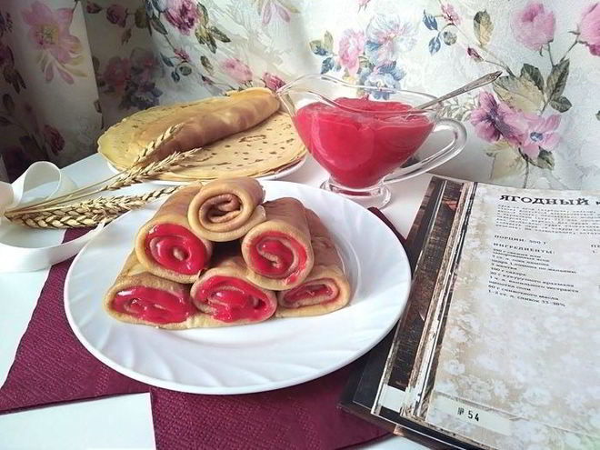 Рецепт блинчиков любимых с ягодным курдом