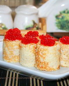 Блинчики с икрой красной